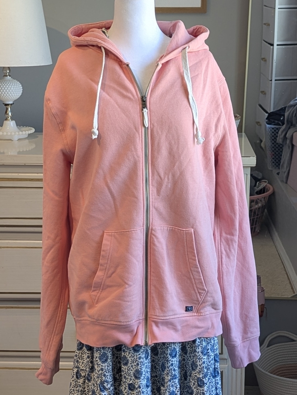 Cotton Candy Pink Zip-Front Hooded Sweatshirt Hoodie M, Desert Dunes Living Life